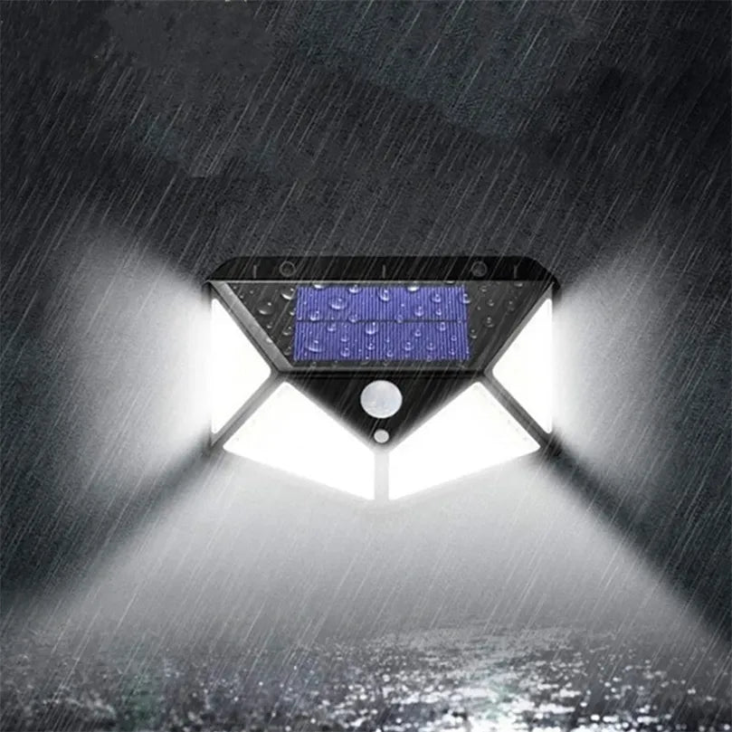 100 LED Solar Motion Sensor Wall Light – Wide Angle Outdoor Security Lamp