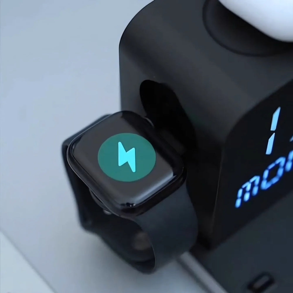 7-in-1 Wireless Charging Station – Fast Charger Dock with Night Light & Bluetooth Clock