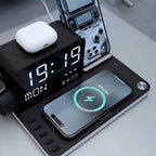 7-in-1 Wireless Charging Station – Fast Charger Dock with Night Light & Bluetooth Clock