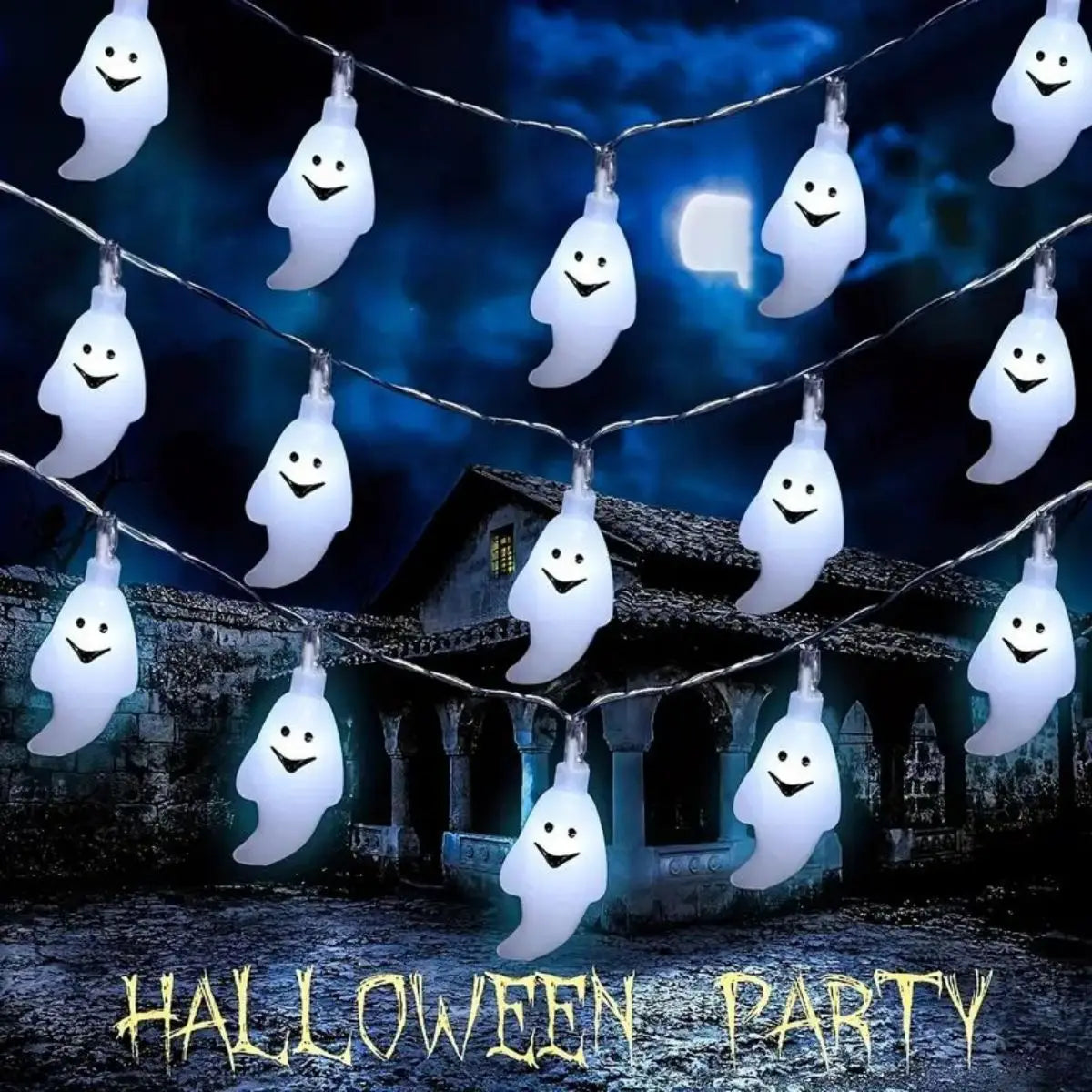 Halloween Ghost String Lights – Battery Powered LED