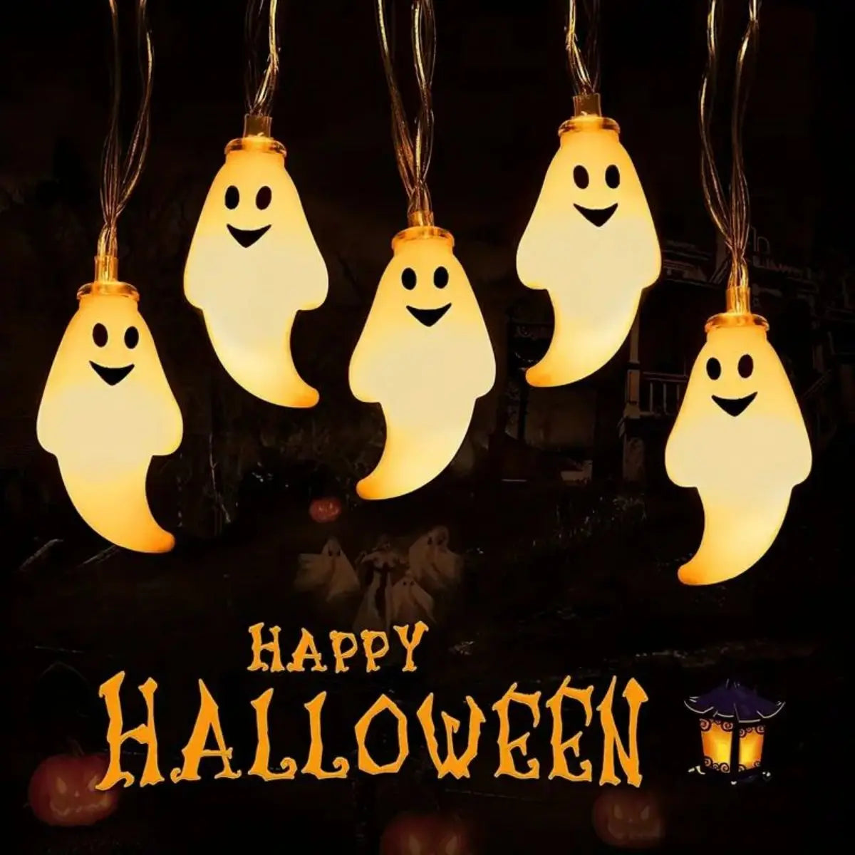 Halloween Ghost String Lights – Battery Powered LED