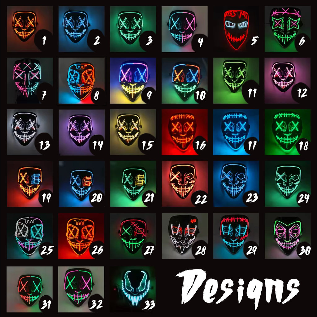 LED Purge Mask – Wireless Glowing Halloween Party Mask