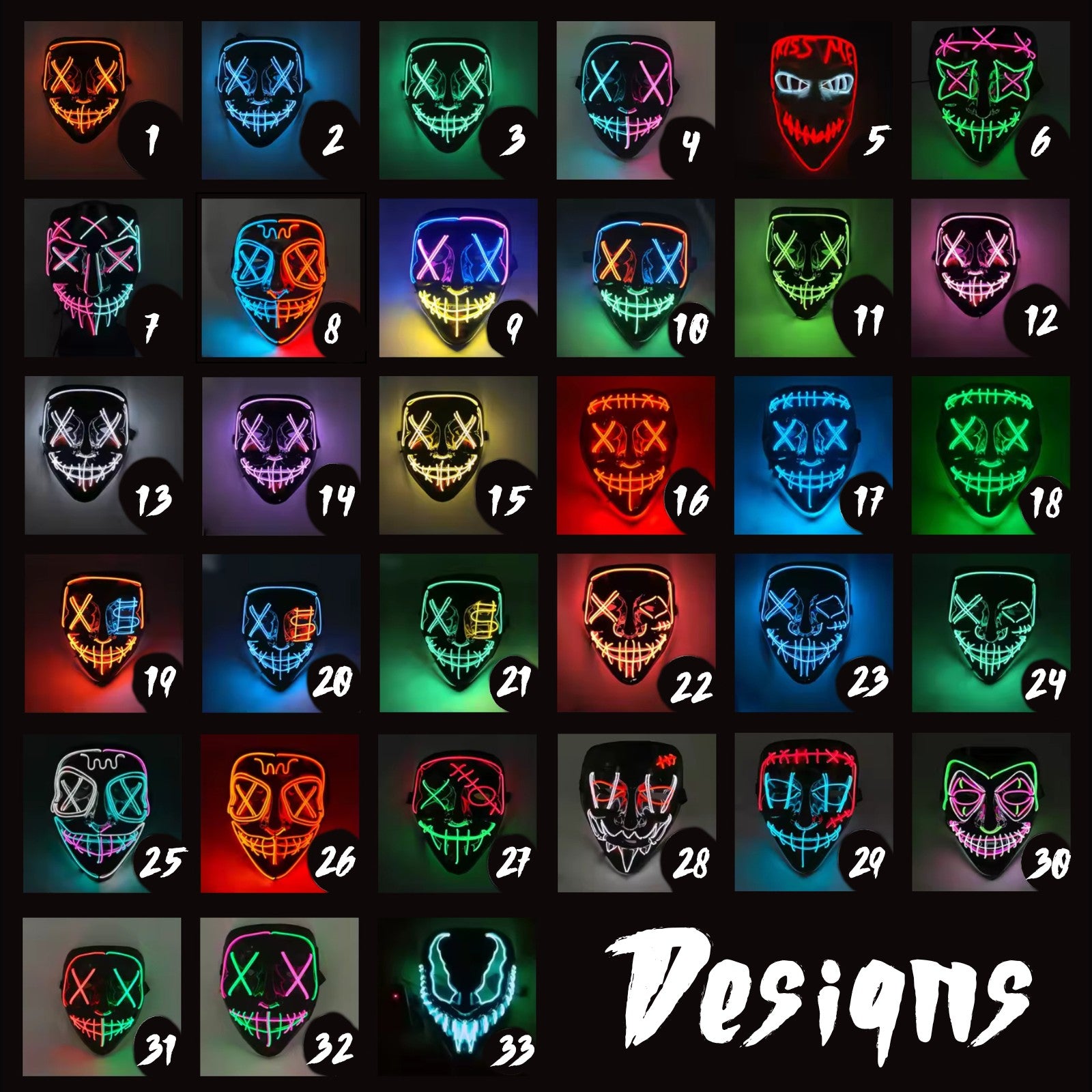 LED Purge Mask – Wireless Glowing Halloween Party Mask