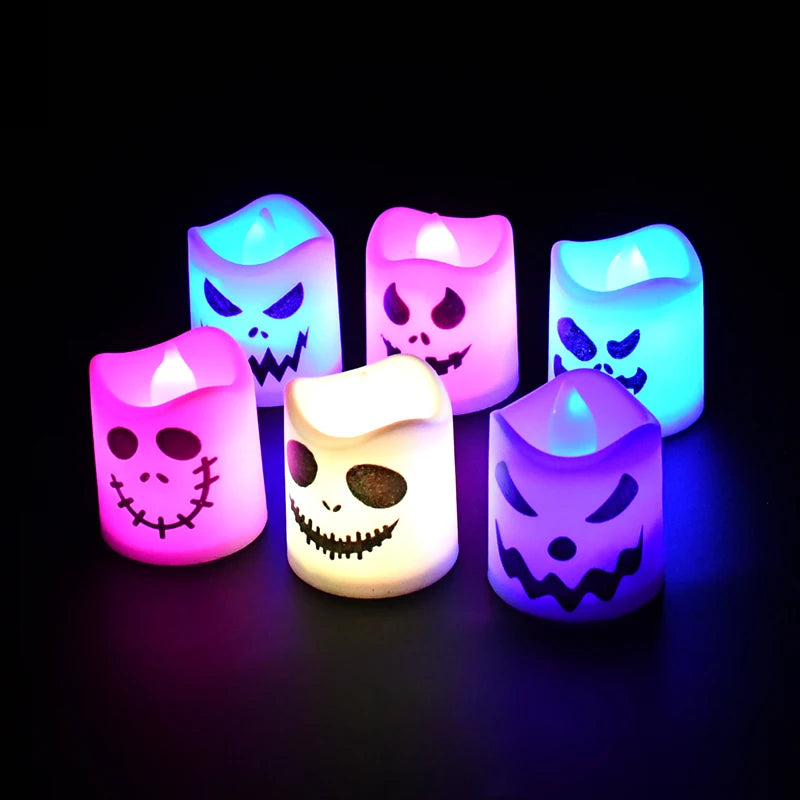 Halloween LED Ghost & Pumpkin Candle Lights – Set of 6