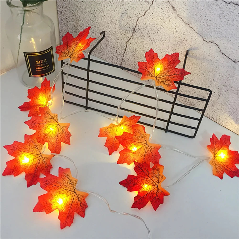 Halloween Maple Leaf String Lights – LED Garland for Fall Décor