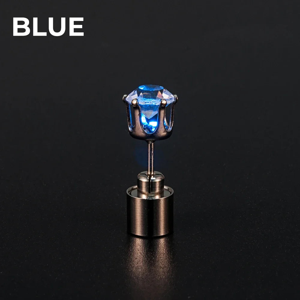 LED Luminous Stud Earrings – Colorful Glowing Zircon Party Jewelry (2PCS)