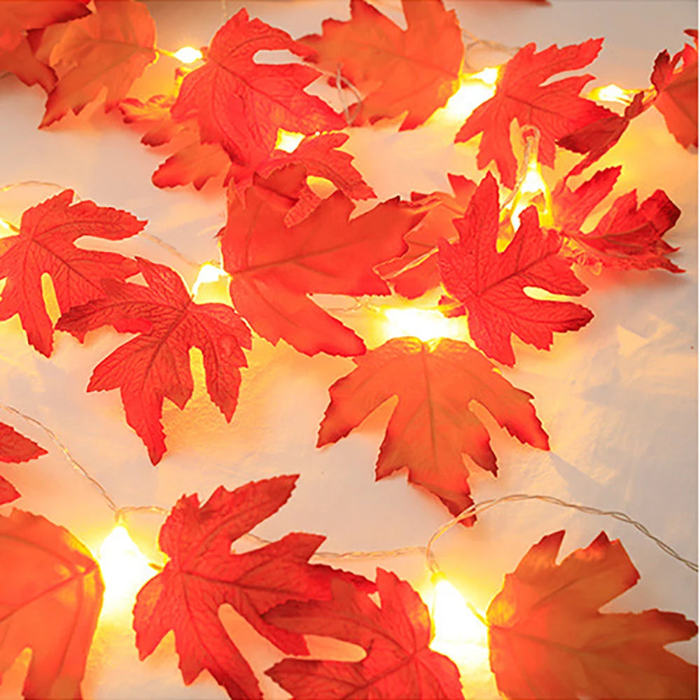 Halloween Maple Leaf String Lights – LED Garland for Fall Décor