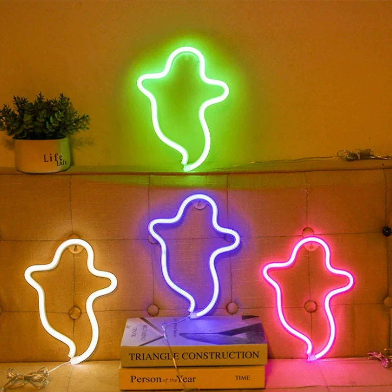 Halloween Atmosphere LED Neon Sign – USB or Battery Powered Wall Light