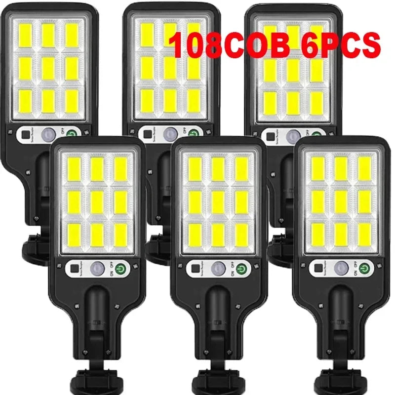 LED Solar Motion Sensor Wall Lights 108/117 COB – Waterproof Outdoor Security Lamps