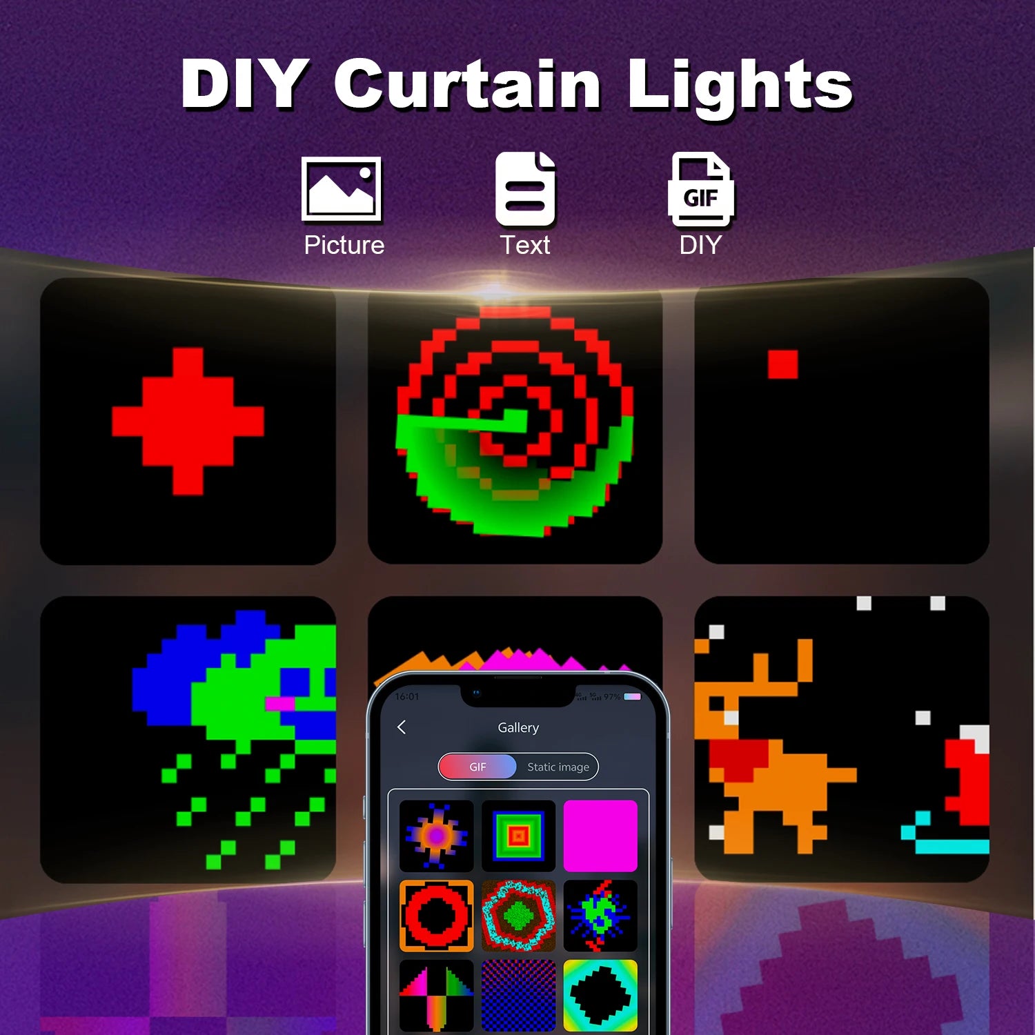 Smart Curtain Lights – 400 LED RGB Fairy Lights with App & Music Sync