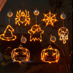 Halloween LED Hanging Ornaments – Witch Hat, Spider & Ghost Lights