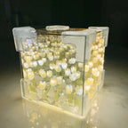 DIY Tulpan spegelkub-lampa – Handgjord blomster-nattlampa present