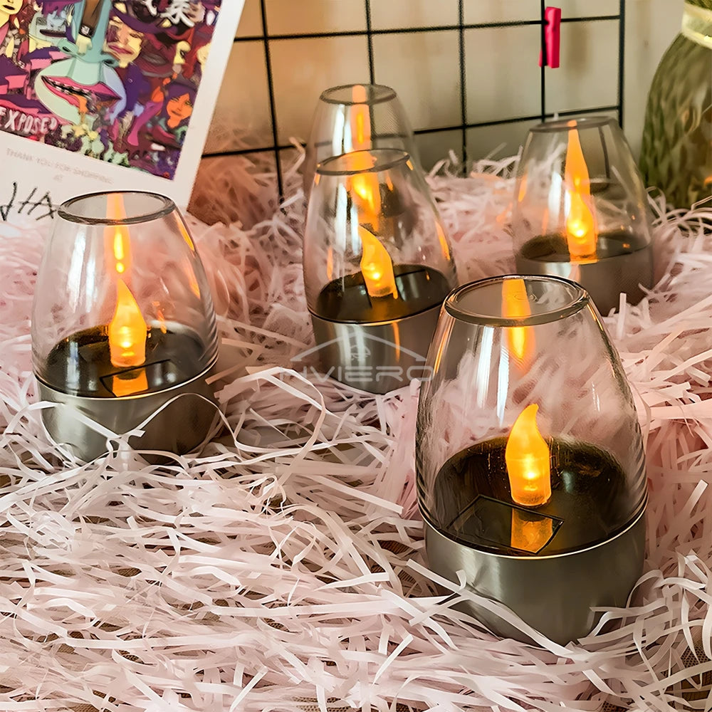 Solar LED Candle Light – Stainless Steel Outdoor Garden Lamp