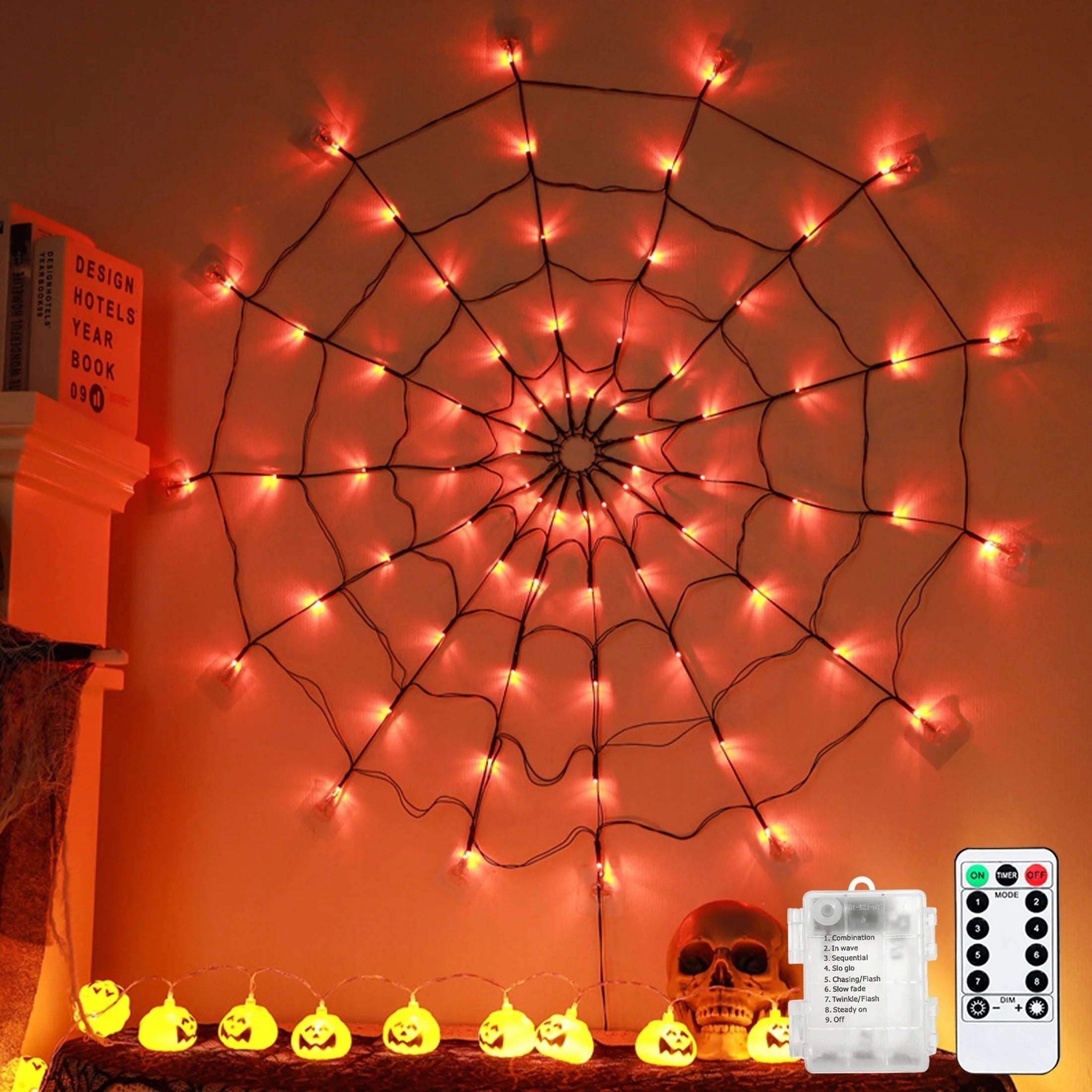 Halloween LED Spider Web Lights – Waterproof Net String Decoration