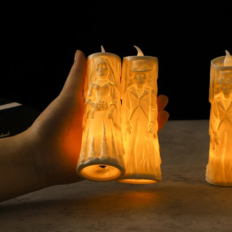 Halloween Bride & Groom LED Candle Lights – Spooky Wedding Décor