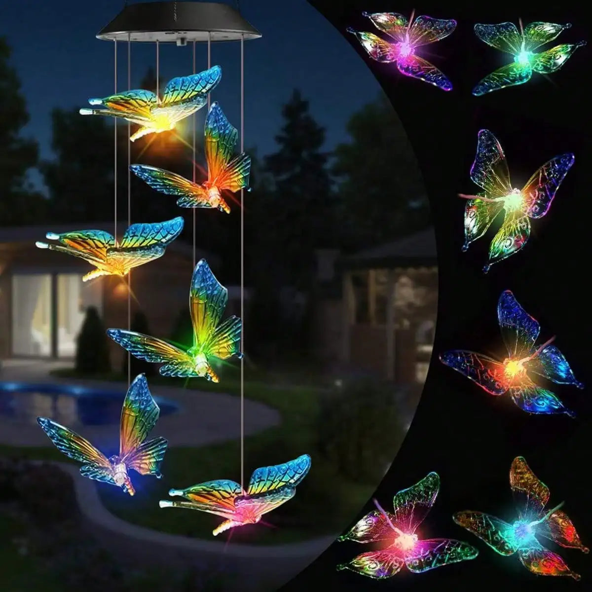 Solar Color Changing Wind Chimes – 6 LED RGB Outdoor Garden Décor