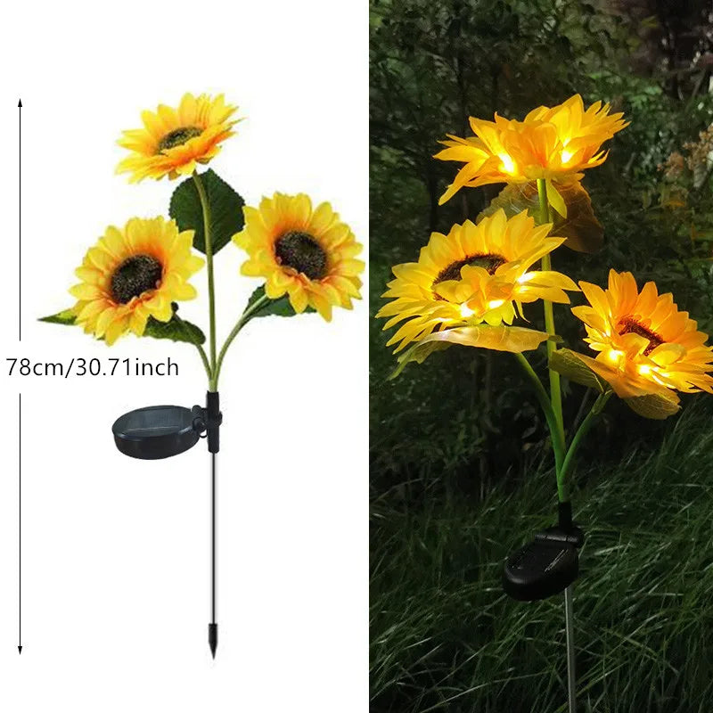 Solar Sunflower LED Garden Lights – 1 or 3 Heads