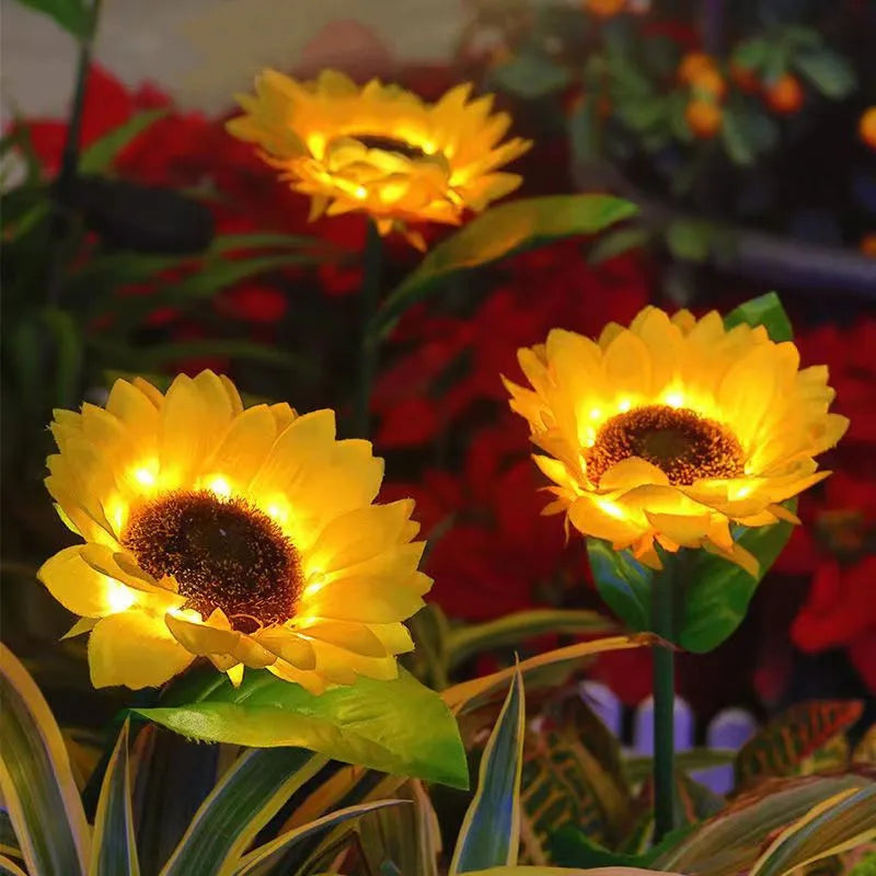 Solar Sunflower LED Garden Lights – 1 or 3 Heads