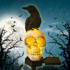Halloween Solar Crow Skull Light – Outdoor LED Skeleton & Ghost Decoration