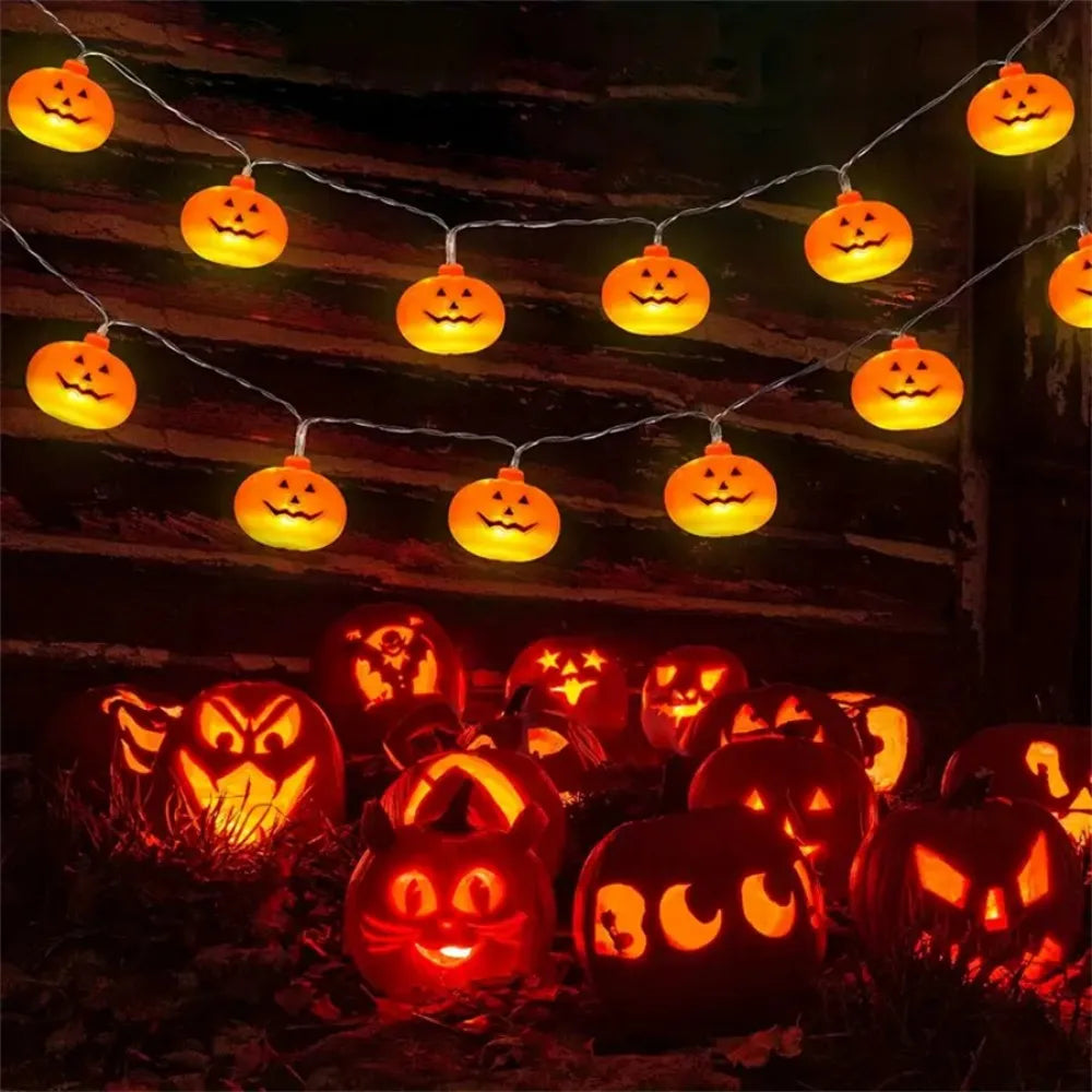 Halloween Pumpkin Lantern String Lights – Battery Powered LED