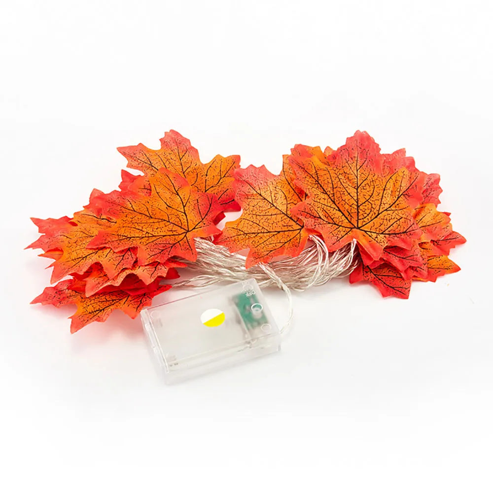 Halloween Maple Leaf String Lights – LED Garland for Fall Décor