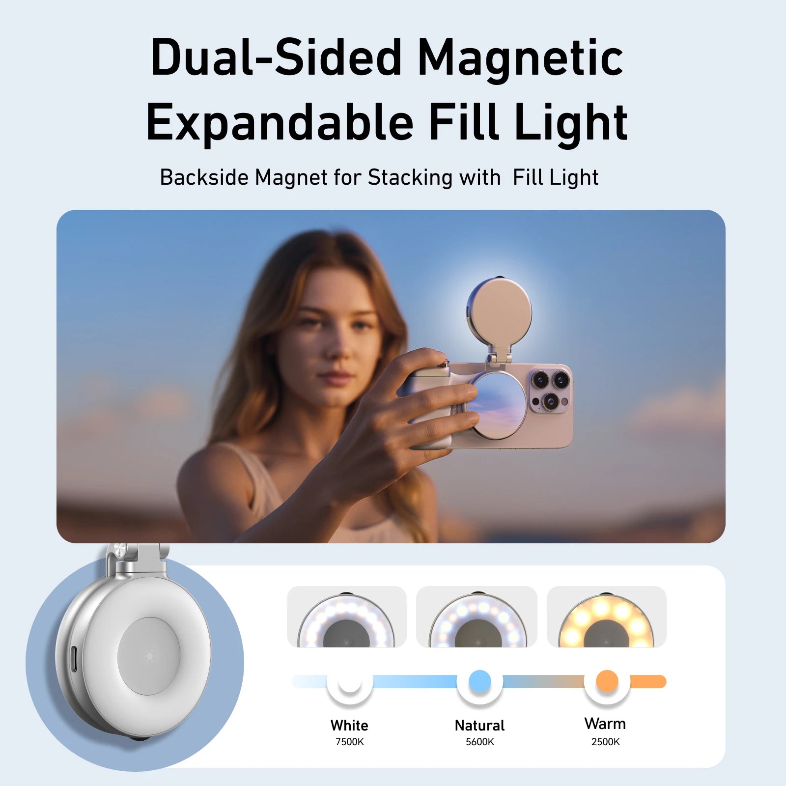 Magnetic Phone Camera Grip – TELESIN Shooting Handle with Selfie Light & Remote