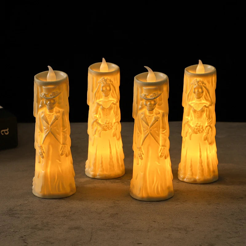 Halloween Bride & Groom LED Candle Lights – Spooky Wedding Décor