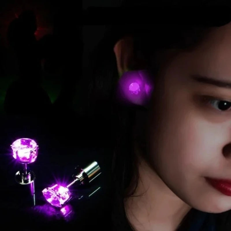 LED Luminous Stud Earrings – Colorful Glowing Zircon Party Jewelry (2PCS)