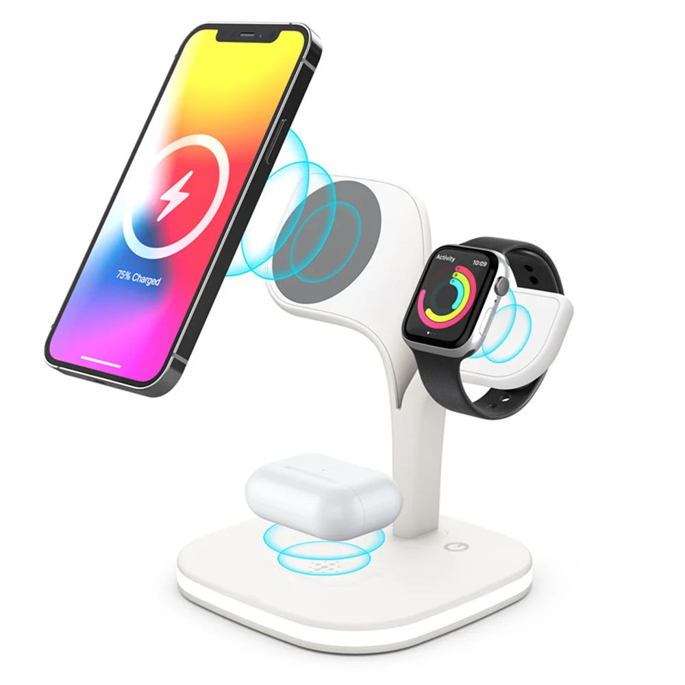 Magnetic 4 in 1 Wireless Charger Lamp For iPhone, Apple Watch, Airpods - Fast Charging Dock Station