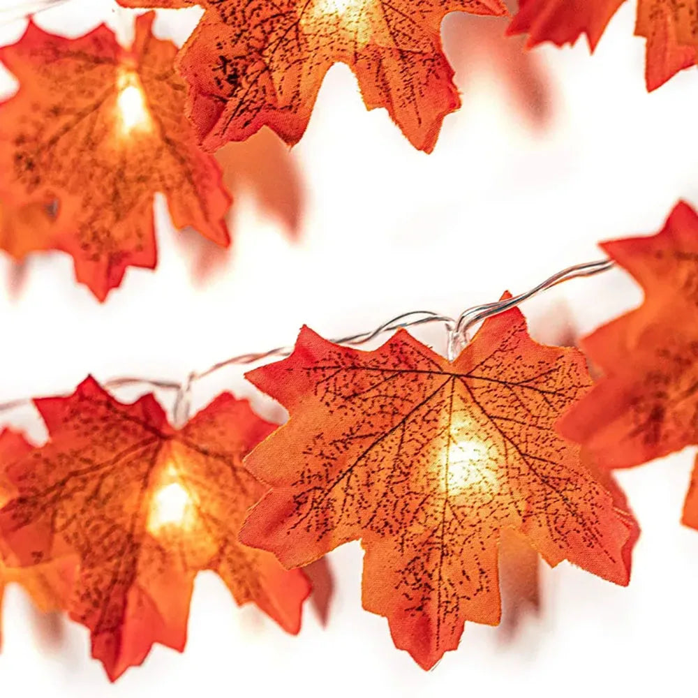 Halloween Maple Leaf String Lights – LED Garland for Fall Décor