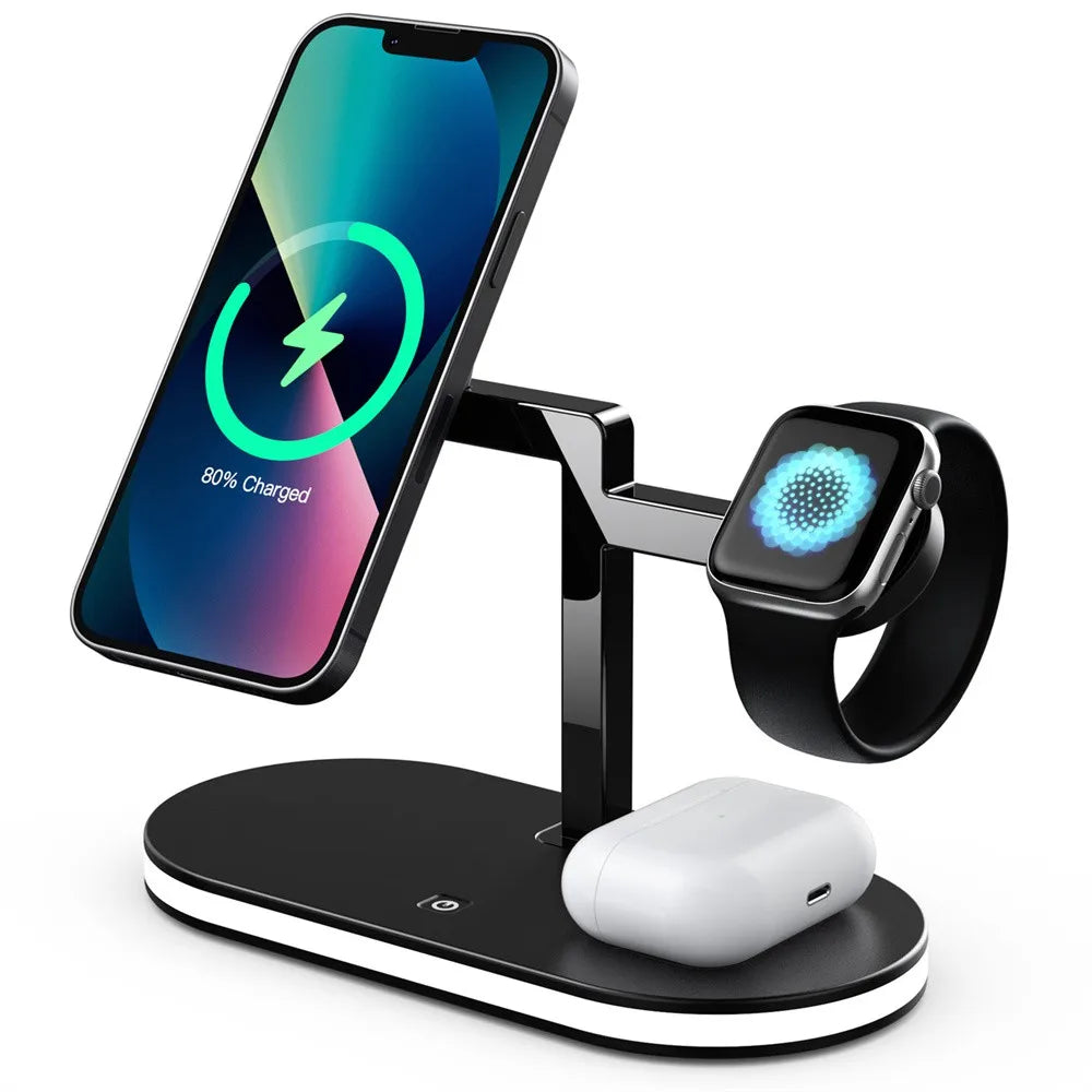 Magnetic 4 in 1 Wireless Charger Lamp For iPhone, Apple Watch, Airpods - Fast Charging Dock Station