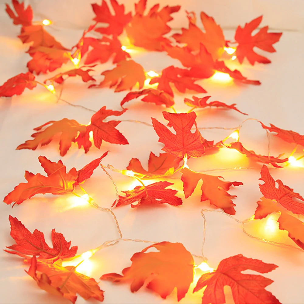 Halloween Maple Leaf String Lights – LED Garland for Fall Décor