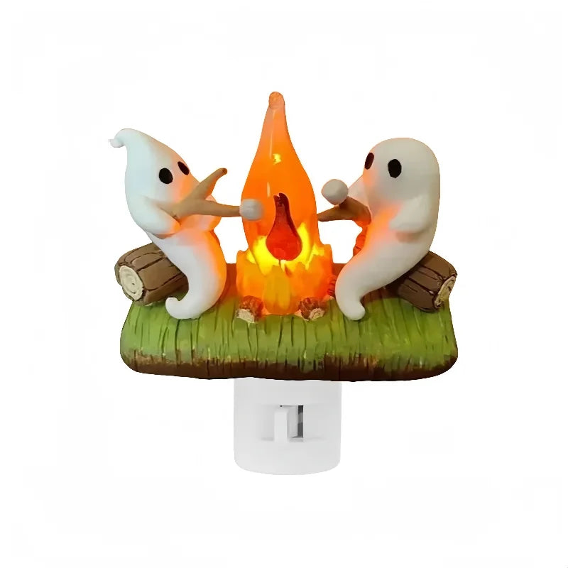 Halloween Ghost Campfire Night Light – Flickering LED Decoration