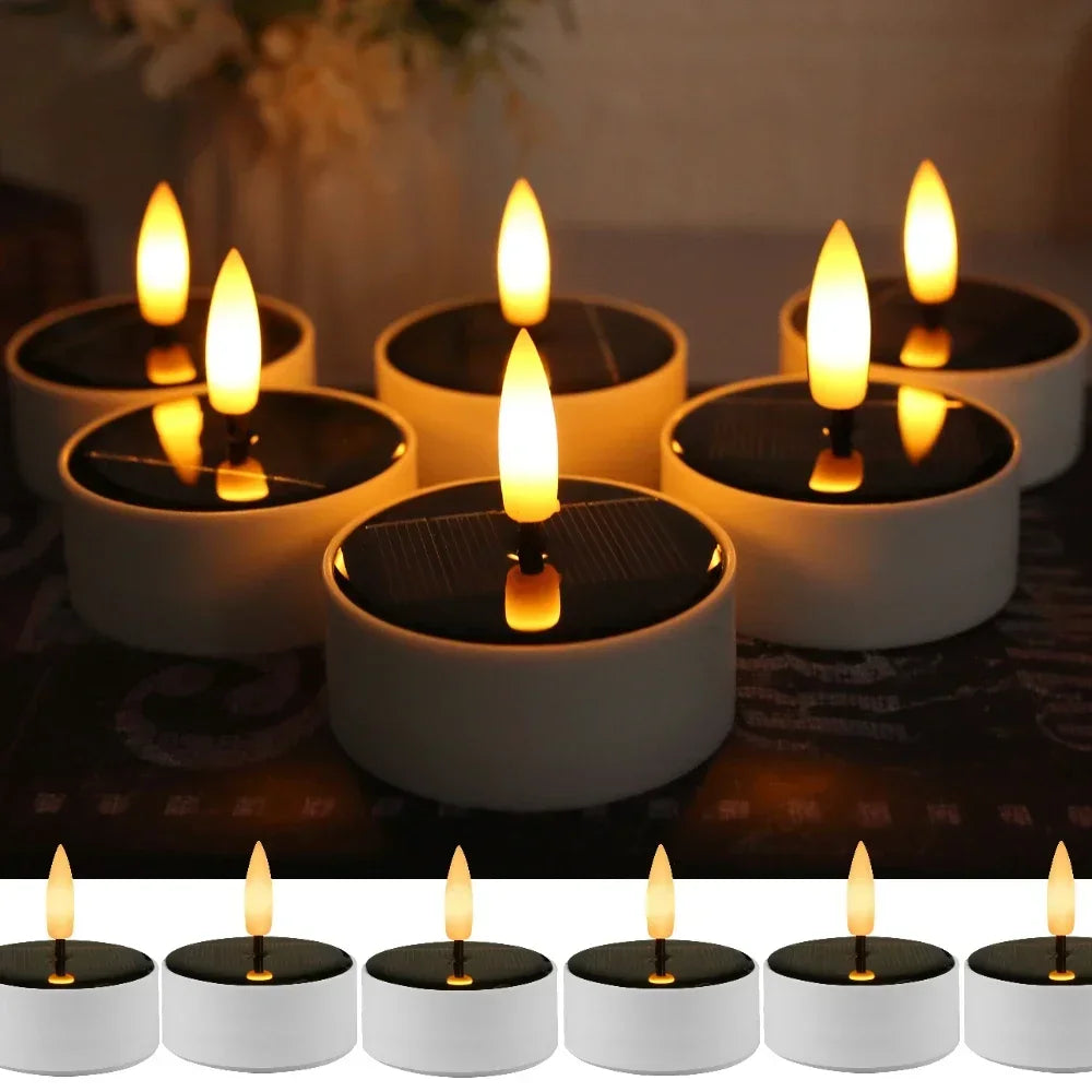Solar Tea Light Candles – 6PCS Waterproof Flameless LED