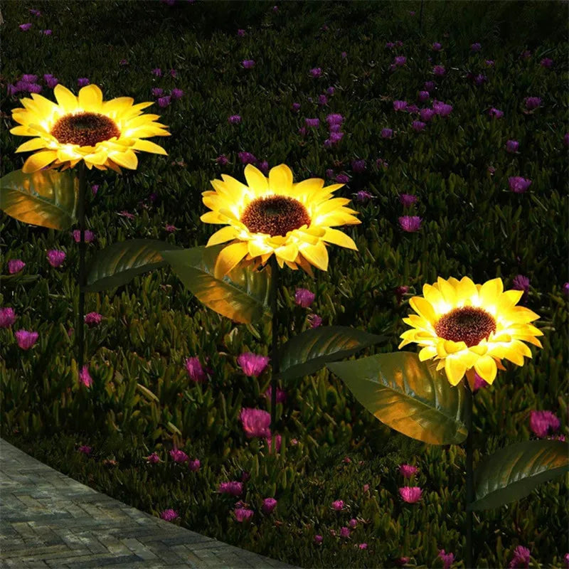 Solar Sunflower LED Garden Lights – 1 or 3 Heads
