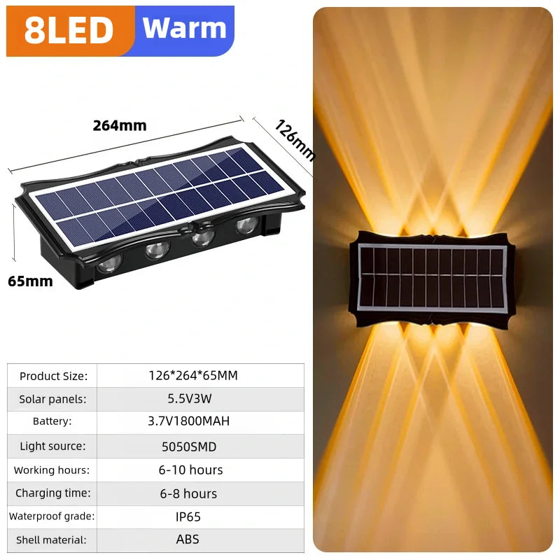 Solar LED Wall Lamp – Up & Down Outdoor Waterproof Lighting