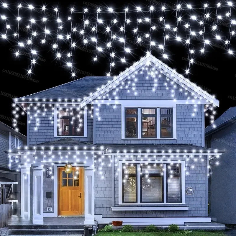 2025 LED Icicle Curtain String Lights – 8-Mode Fairy Lights for Holidays & Parties