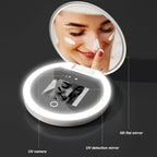 UV Camera Makeup Mirror – 2X Magnification Travel Pocket Mirror with LED Light