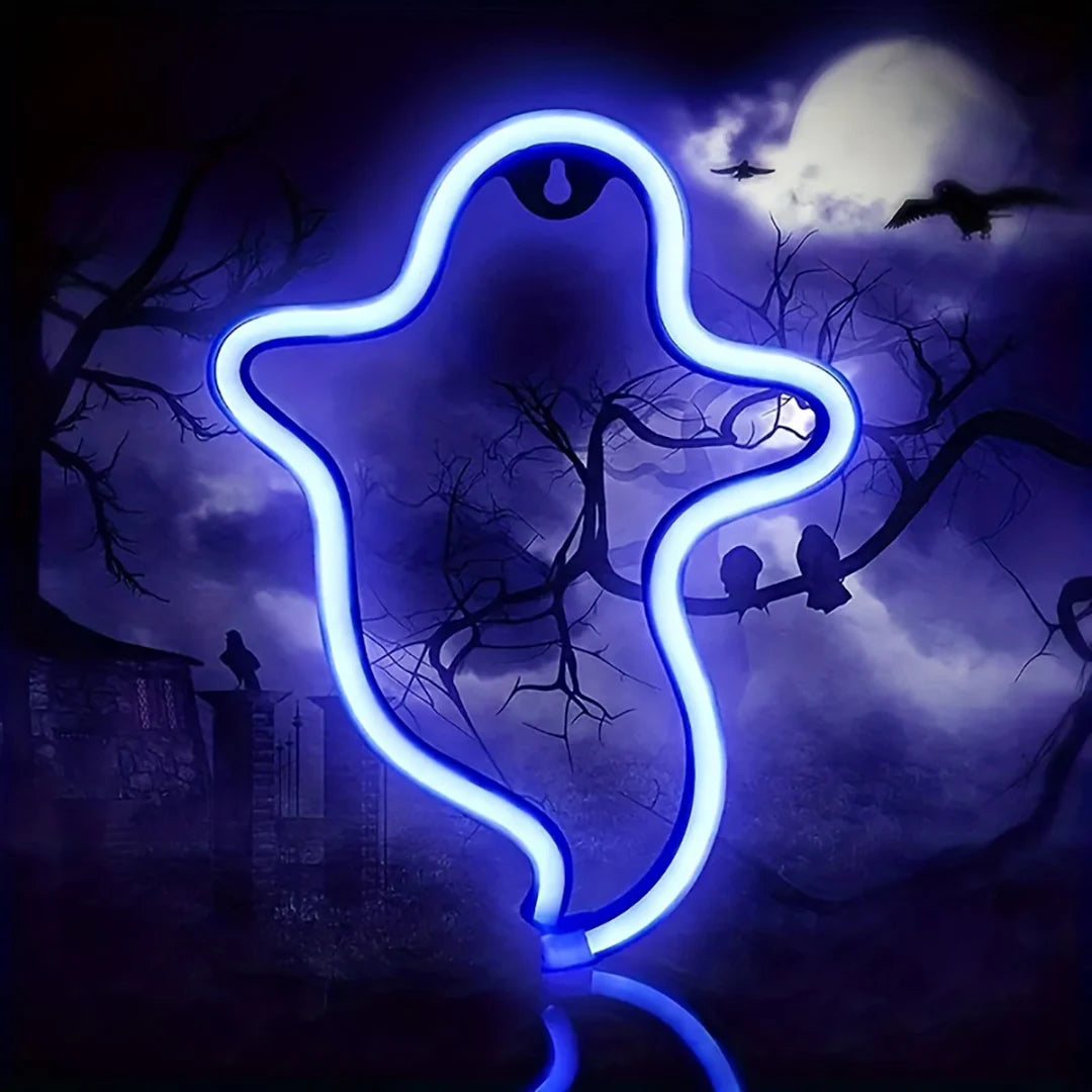 Halloween Atmosphere LED Neon Sign – USB or Battery Powered Wall Light