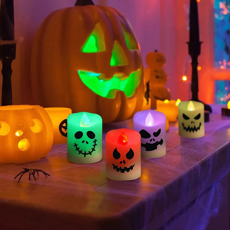 Halloween LED Ghost & Pumpkin Candle Lights – Set of 6