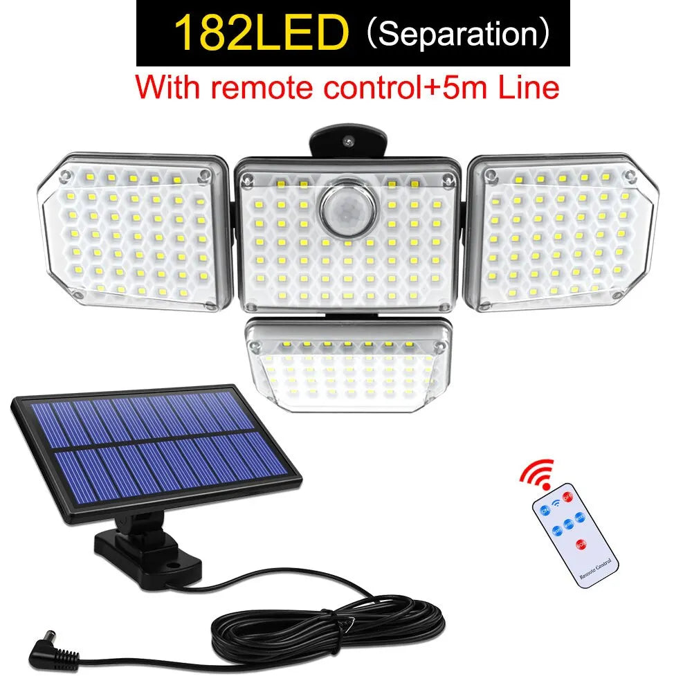 Solar Security Flood Light – 182/112 LED with Adjustable Heads & 3 Modes
