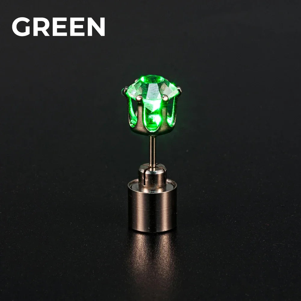 LED Luminous Stud Earrings – Colorful Glowing Zircon Party Jewelry (2PCS)
