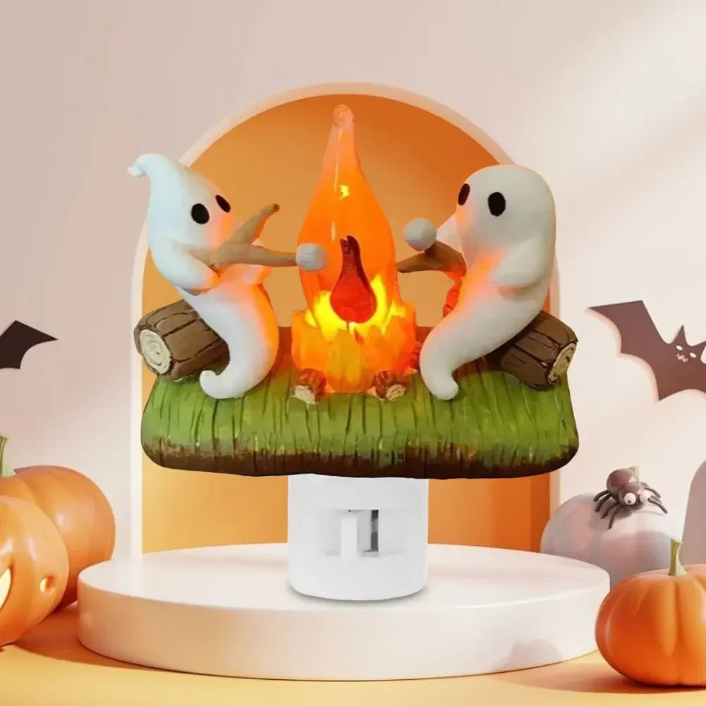 Halloween Ghost Campfire Night Light – Flickering LED Decoration