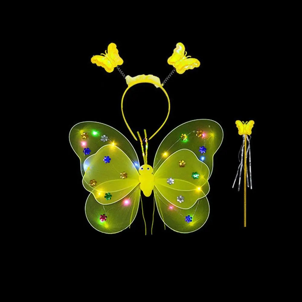 LED Angel Wings & Butterfly Costume Set – Kids Fancy Dress with Wand & Hair Hoop