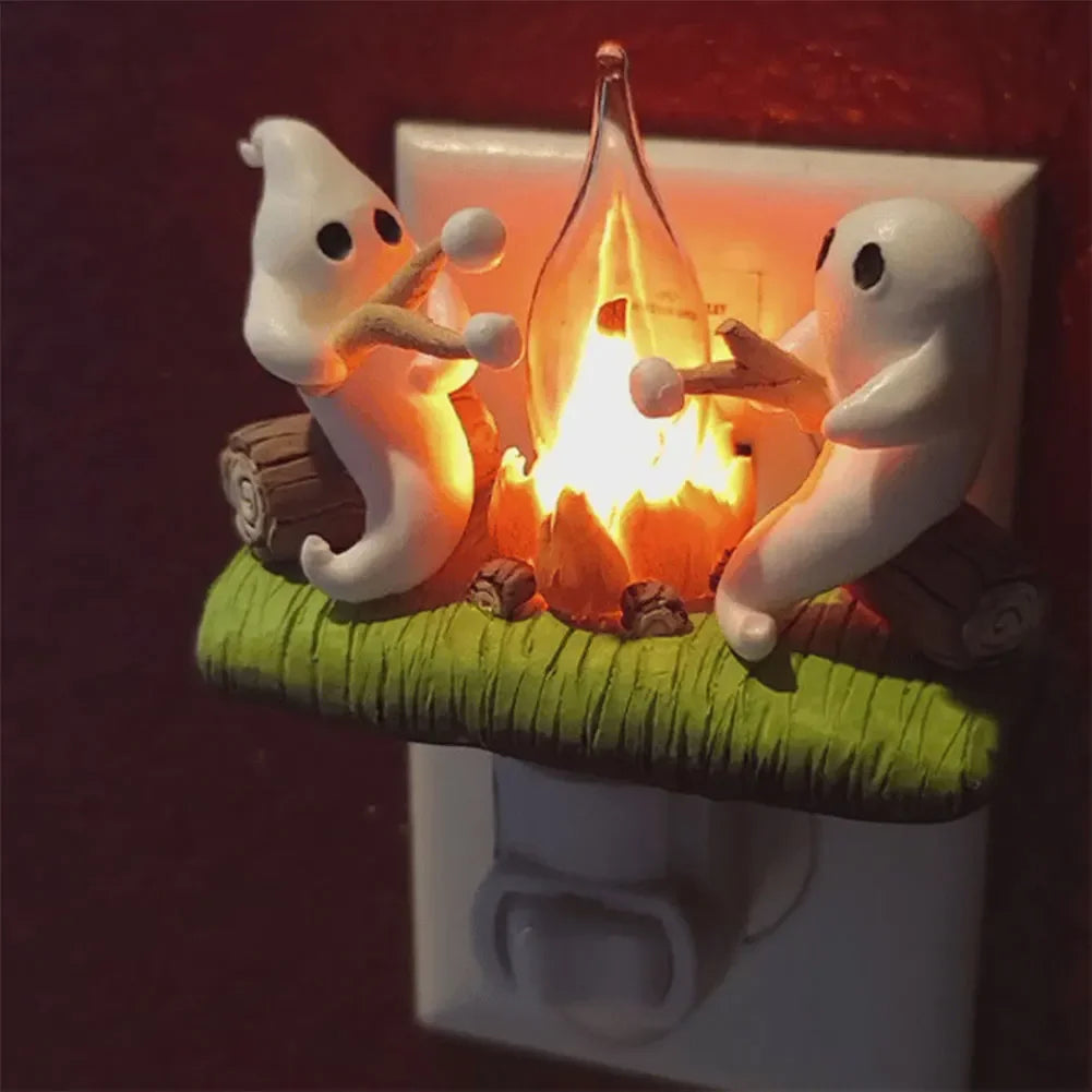 Halloween Ghost Campfire Night Light – Flickering LED Decoration