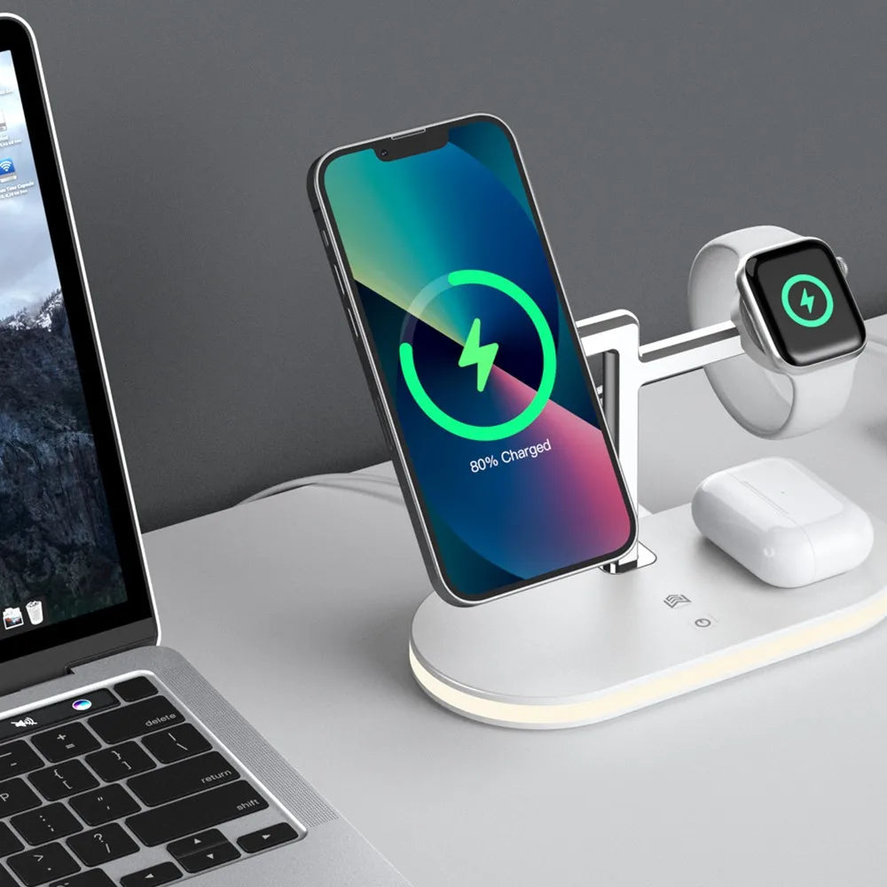Magnetic 4 in 1 Wireless Charger Lamp For iPhone, Apple Watch, Airpods - Fast Charging Dock Station