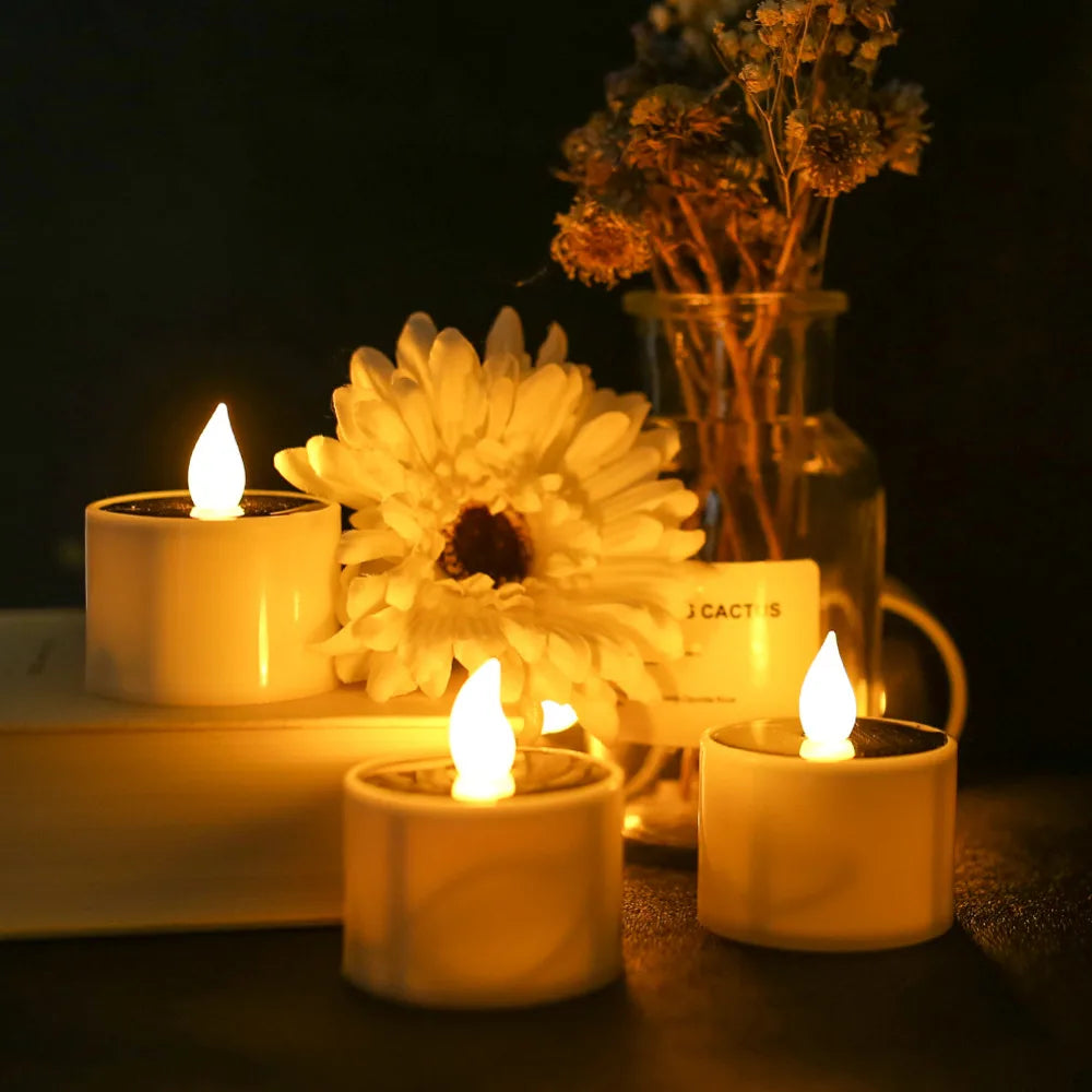 Solar Tea Light Candles – 6PCS Waterproof Flameless LED