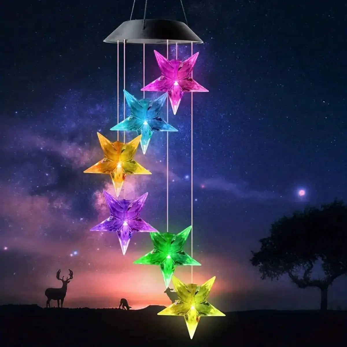 Solar Color Changing Wind Chimes – 6 LED RGB Outdoor Garden Décor