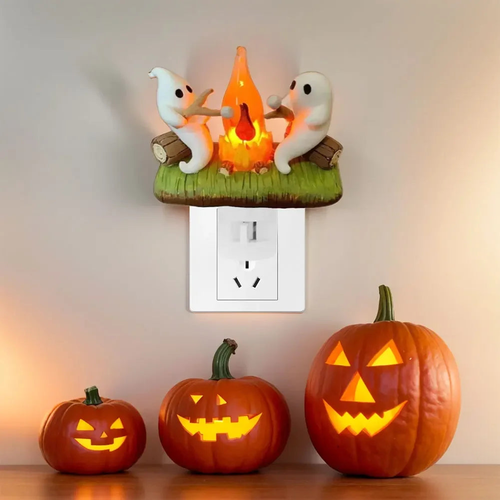 Halloween Ghost Campfire Night Light – Flickering LED Decoration