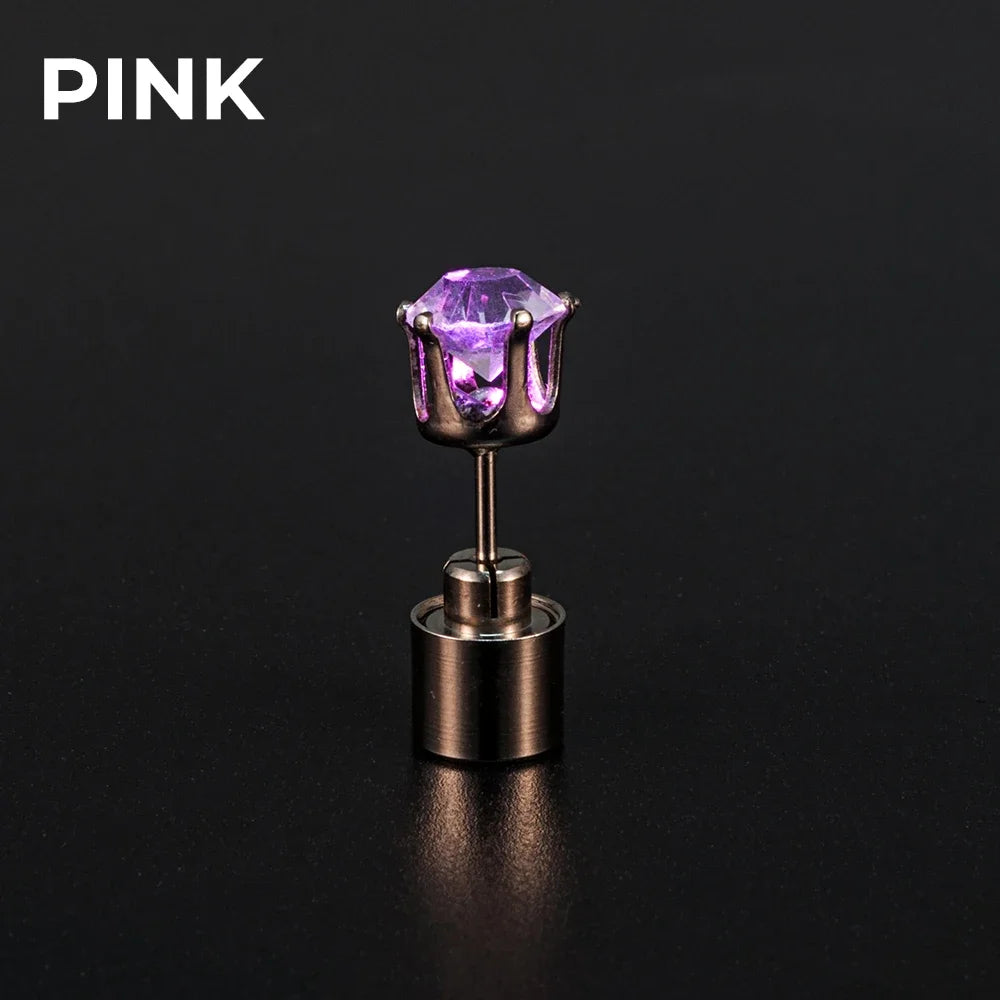LED Luminous Stud Earrings – Colorful Glowing Zircon Party Jewelry (2PCS)